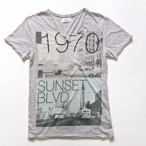 ZARA Man Sport Moda V Neck Short Sleeve T Shirt